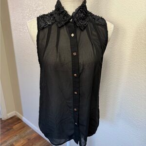 Fun & Flirt - Elegant Black Sleeveless Top - Size Small